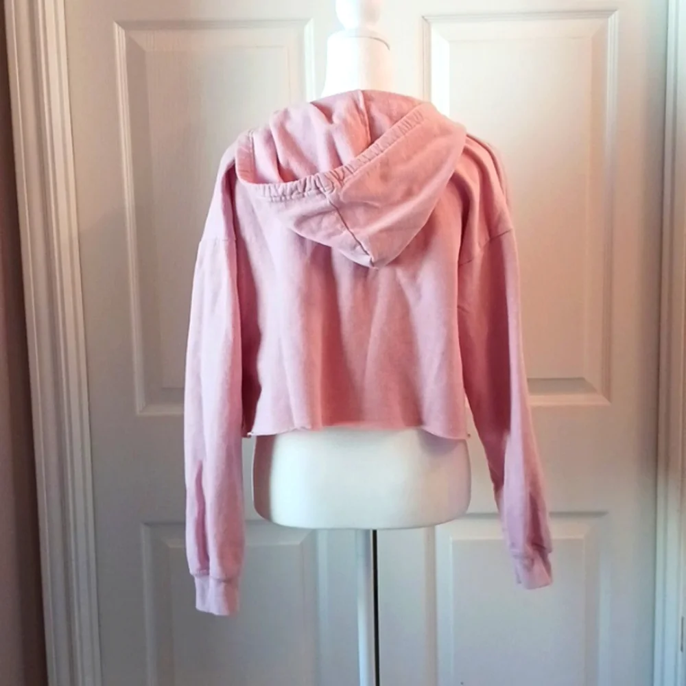 Blush Pink Cropped Hoodie Juniors L Loungewear Athletic Top - Picture 5 of 8